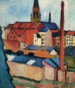 August Macke St. Mary's with Houses and Chimney (Bonn) oil painting